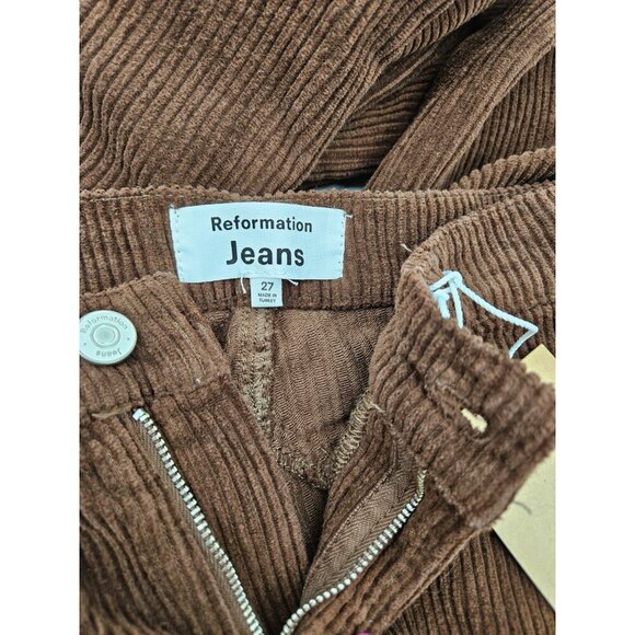New Reformation Star High Rise Flare Corduroy Pants Womens 27 Brown - Picture 6 of 8